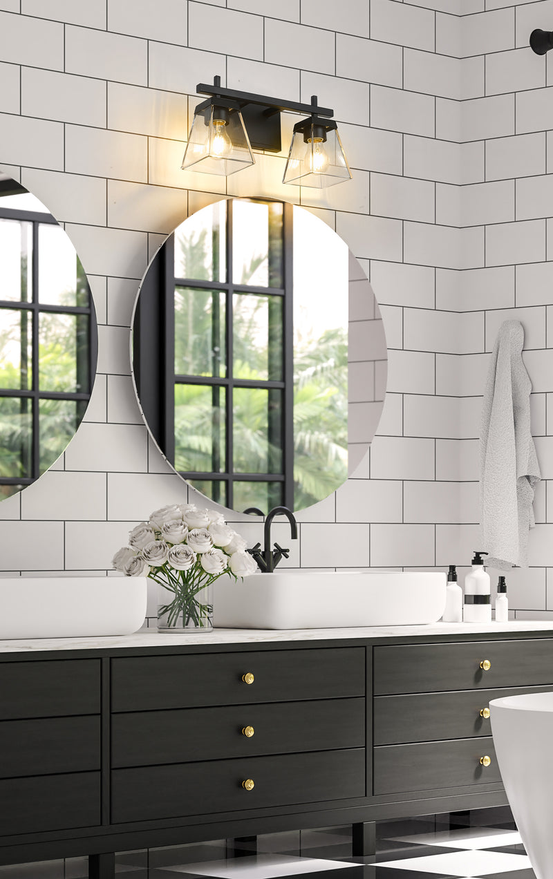 Lauren 2 Light 16" Vanity in Matte Black in a room setting