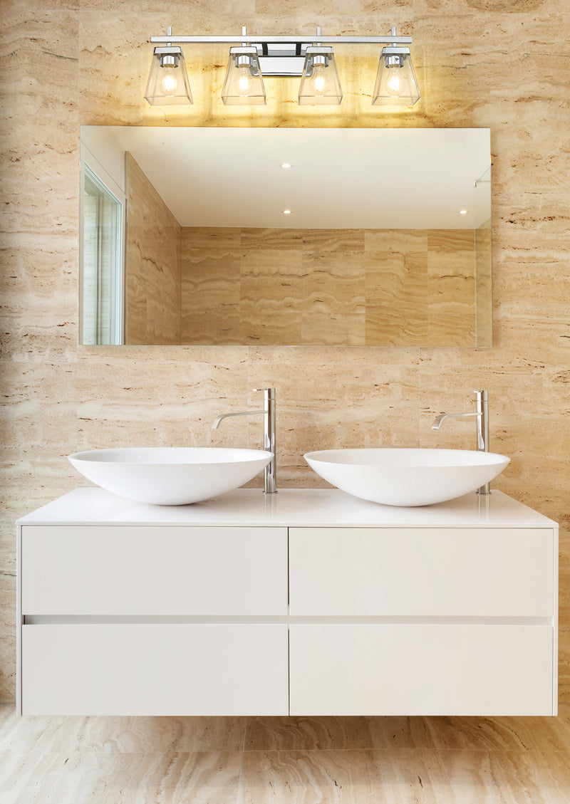 Lauren 4 Light 30.5" Vanity in Chrome in a room setting