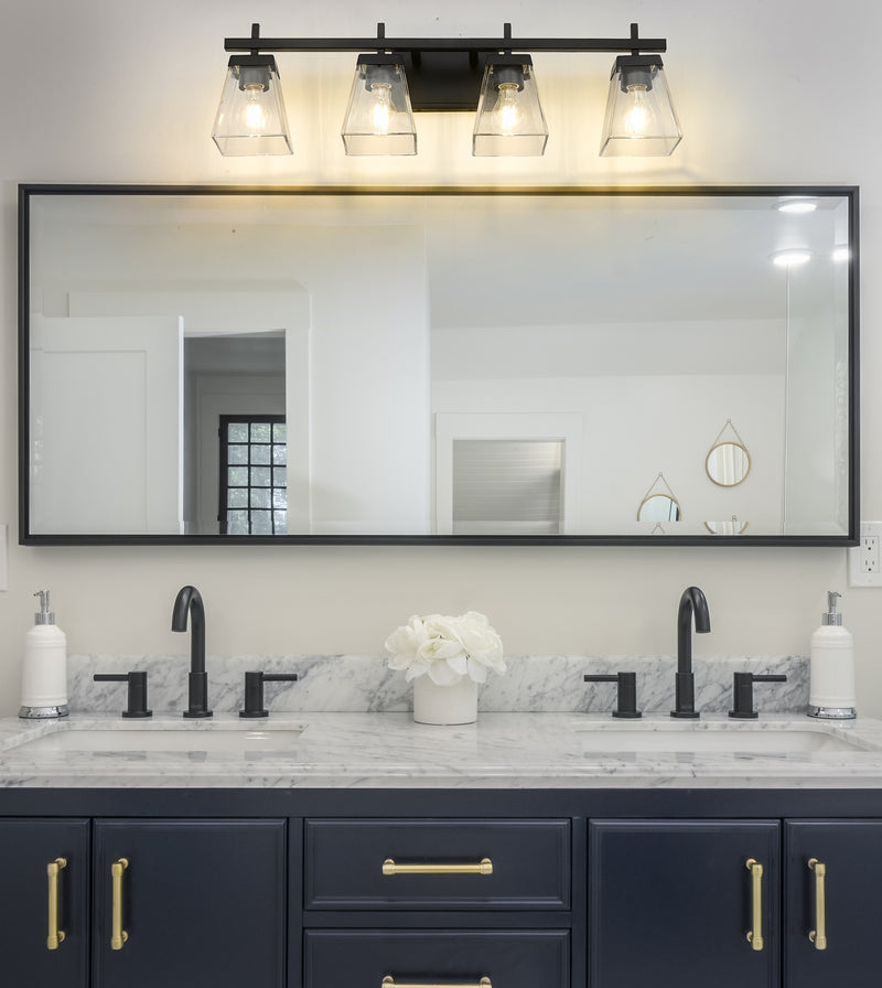 Lauren 4 Light 30.5" Vanity in Matte Black in a room setting