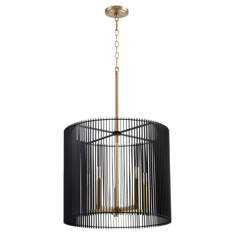 Finura 5 Light Pendant in Aged Brass