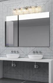 Lauren 5 Light 39" Vanity in Brushed Nickel in a room setting