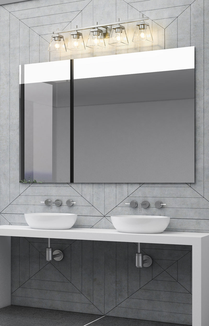 Lauren 5 Light 39" Vanity in Brushed Nickel in a room setting