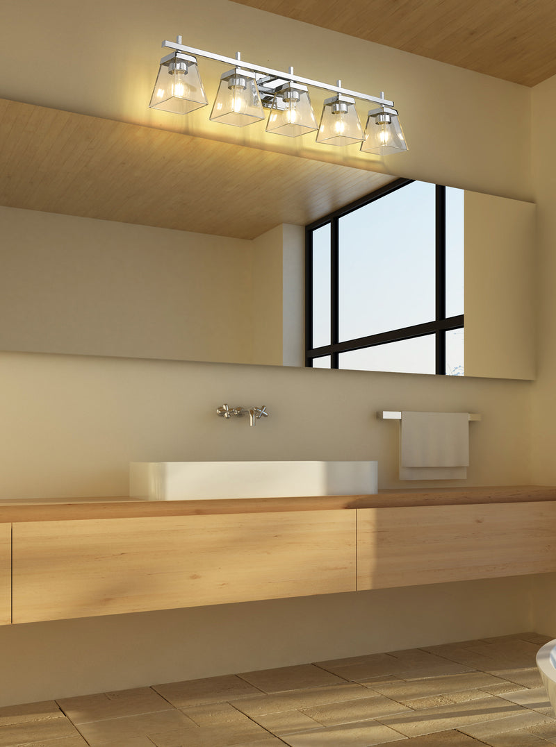 Lauren 5 Light 39" Vanity in Chrome in a room setting
