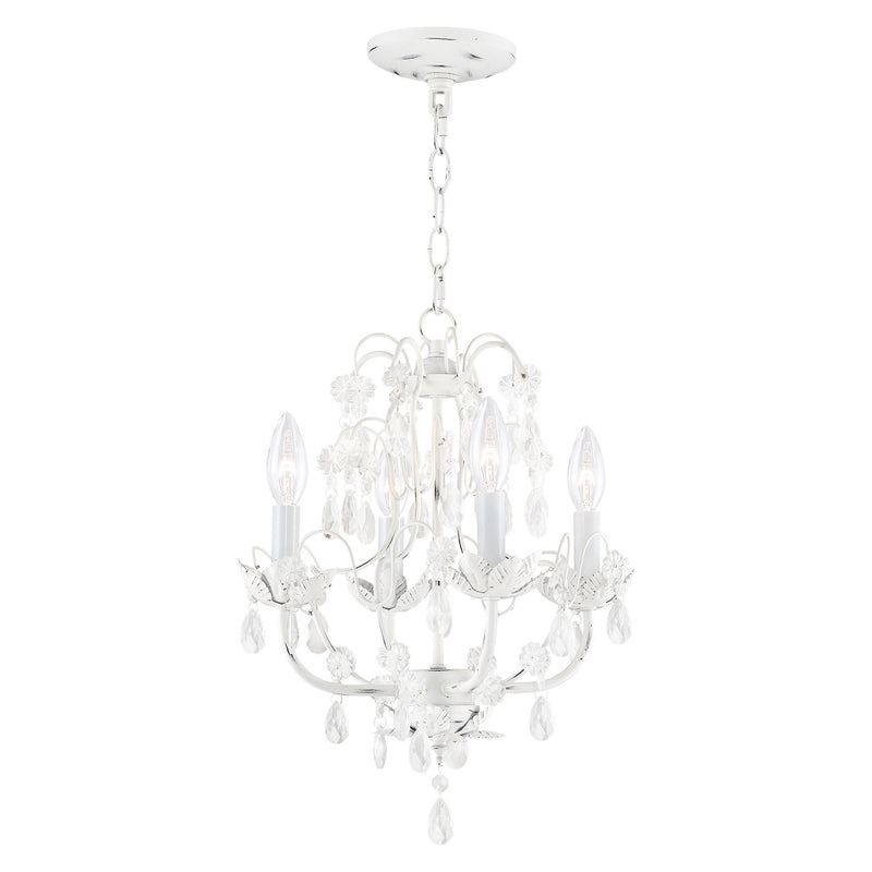 Sofia 4-Light Petite Chandelier in Hand Applied Antique White