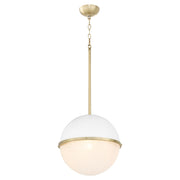 14" Milk Glass Sphere Pendant in Studio White / Aged Brass