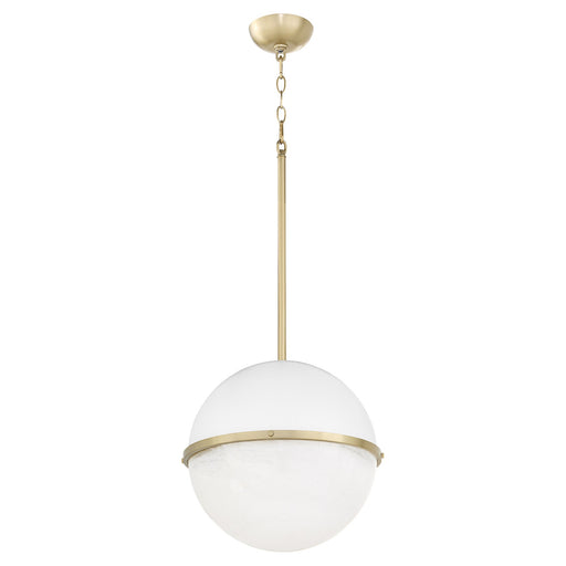 14" Milk Glass Sphere Pendant in Studio White / Aged Brass