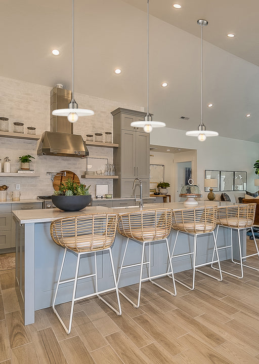 Paloma 1 Light 14" Pendant in Brushed Nickel in a room setting