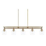 Mid Century 5-Light Linear Chandelier in Aged Brass