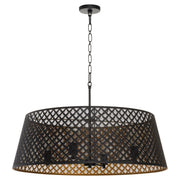 Benedict 32" 4 Light Pendant in Matte Black / Aged Brass