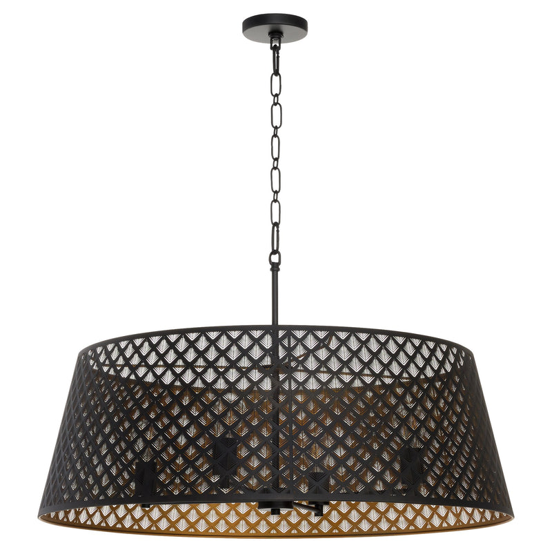 Benedict 32" 4 Light Pendant in Matte Black / Aged Brass