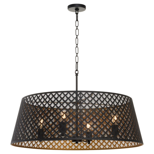 Benedict 32" 4 Light Pendant in Matte Black / Aged Brass