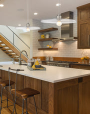 Paloma 1 Light 24" Pendant in Brushed Nickel in a room setting
