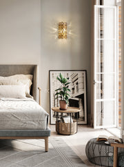 Dealey 2 Light 6.75" Wall Sconce in Heirloom Brass in a room setting