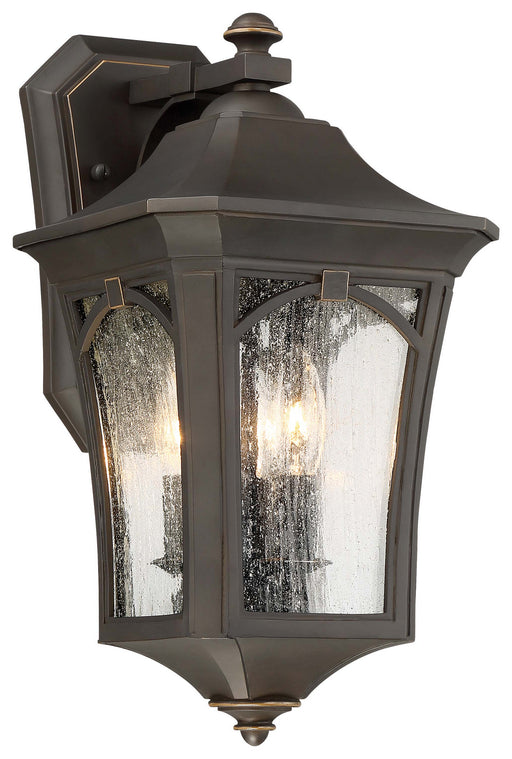 Solida Outdoor Wall Mount in Oil Rubbed Bronze with Gold High & Clear Seeded Glass