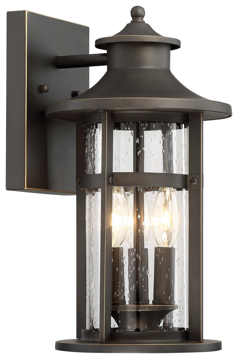Highland Ridge 3-Light Outdoor Wall Lantern in Oil Rubbed Bronze w/Gold Highlights