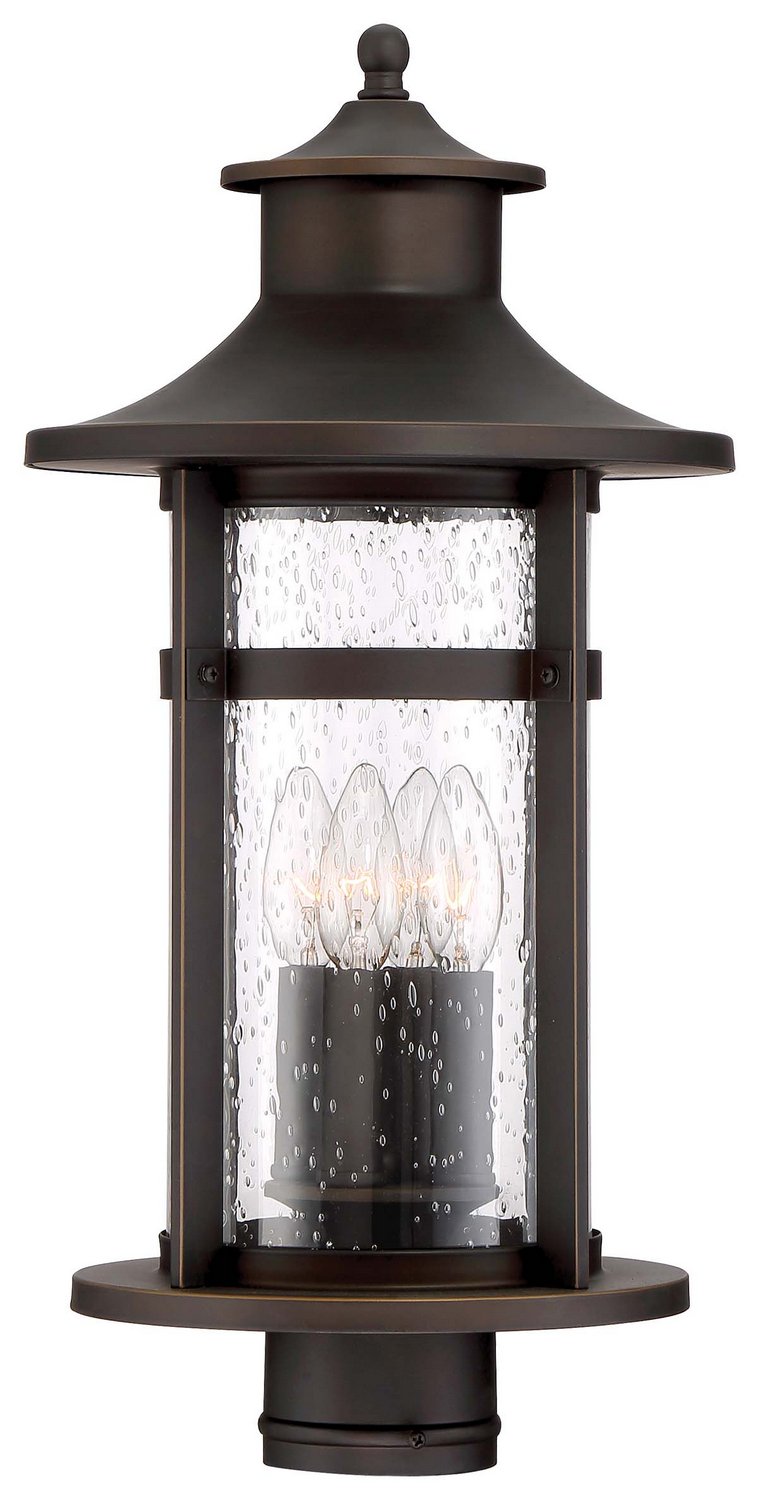 Highland Ridge 4-Light Outdoor Post Light in Oil Rubbed Bronze w/Gold Highlights