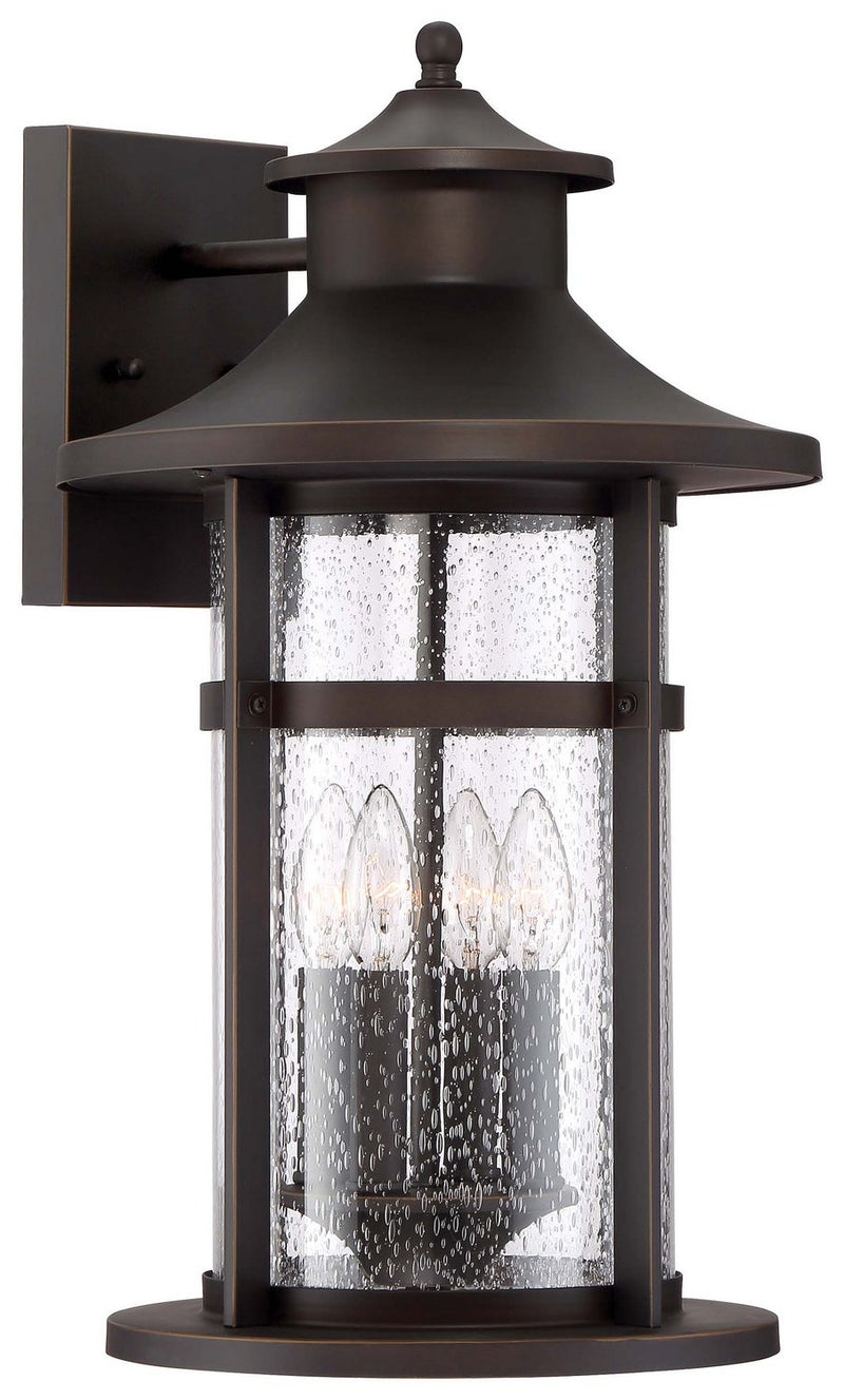 Highland Ridge 4-Light 12" Outdoor Wall Lantern in Oil Rubbed Bronze w/Gold Highlights