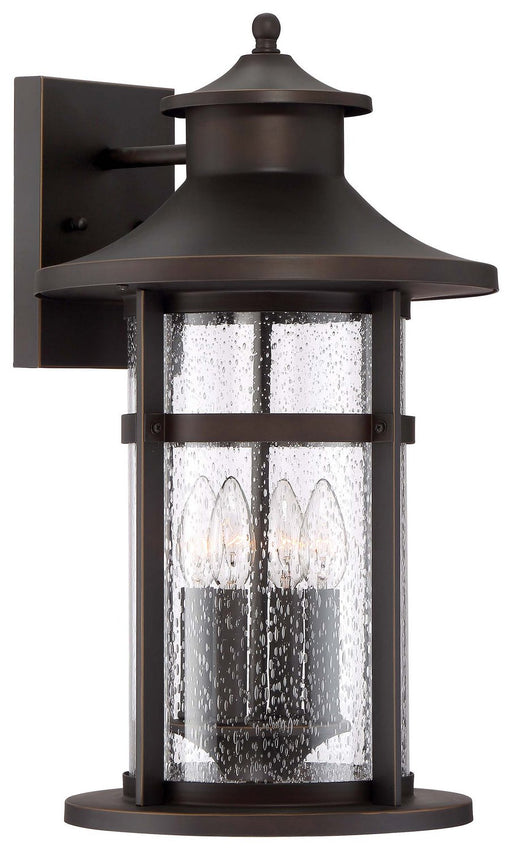 Highland Ridge 4-Light 12" Outdoor Wall Lantern in Oil Rubbed Bronze w/Gold Highlights