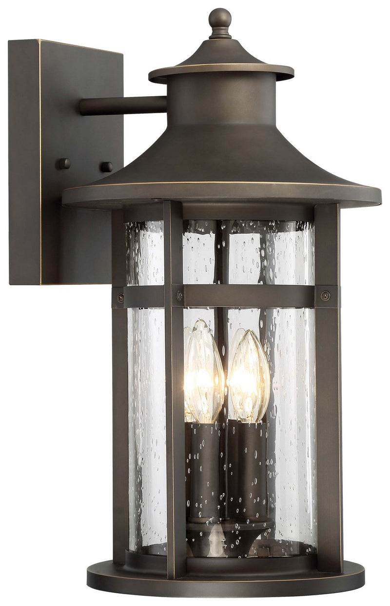 Highland Ridge 4-Light 10" Outdoor Wall Lantern in Oil Rubbed Bronze w/Gold Highlights