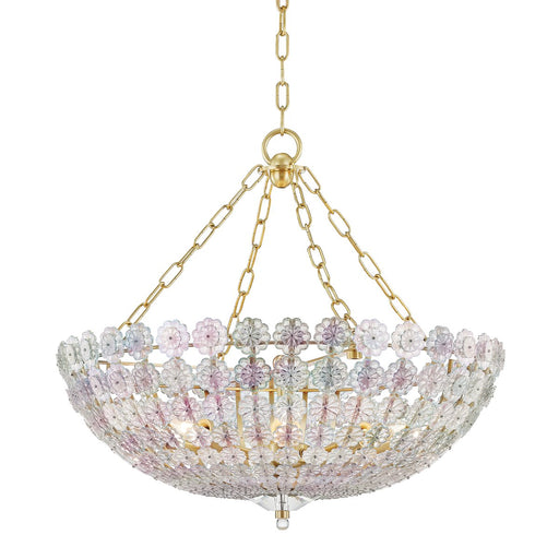 Floral Park 8-Light Pendant in Aged Brass