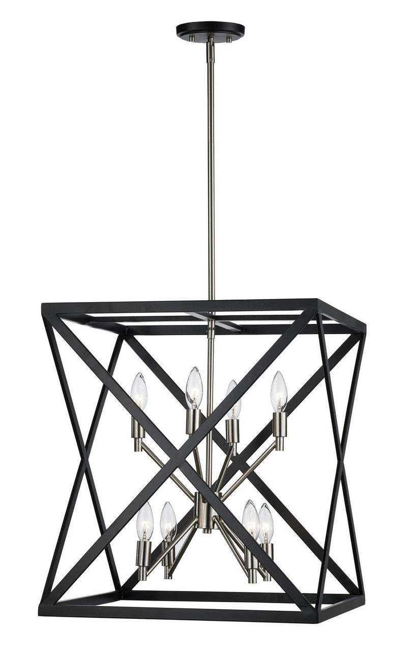 Ackerman 8-Light 19.5" Chandelier in Black / Brushed Nickel