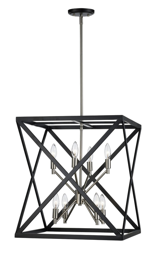 Ackerman 8-Light 19.5" Chandelier in Black / Brushed Nickel