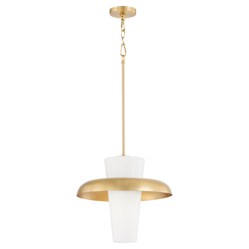 Mallory 20" Shade Pendant in Aged Brass