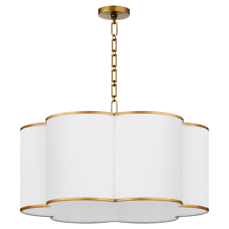 Belinder 6 Light Fabric Pendant in Non-Lacquered Brass / Lacquered Brass