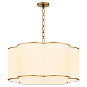 Belinder 6 Light Fabric Pendant in Non-Lacquered Brass / Lacquered Brass
