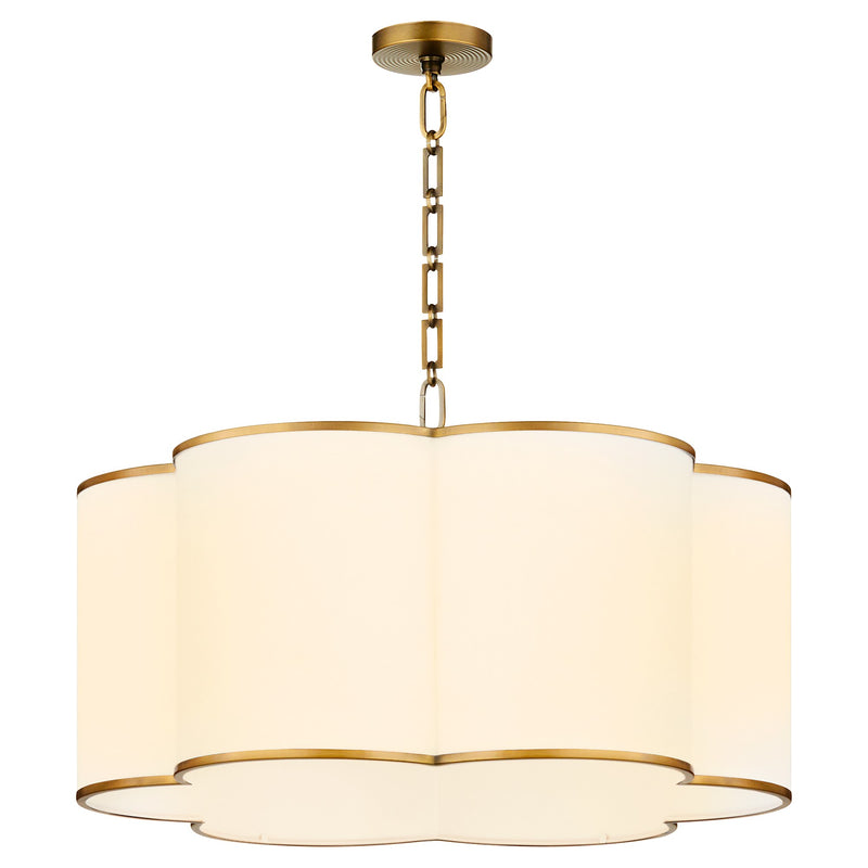 Belinder 6 Light Fabric Pendant in Non-Lacquered Brass / Lacquered Brass