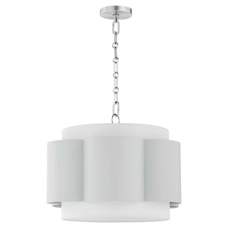 Belinder 4 Light Drum Pendant in Brittany Blue / Chrome
