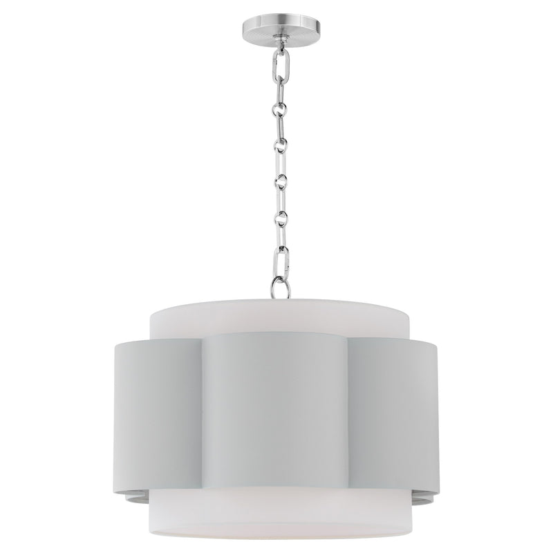 Belinder 4 Light Drum Pendant in Brittany Blue / Chrome