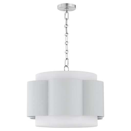 Belinder 4 Light Drum Pendant in Brittany Blue / Chrome