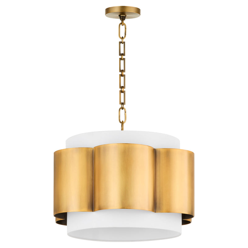 Belinder 4 Light Drum Pendant in Non-Lacquered Brass