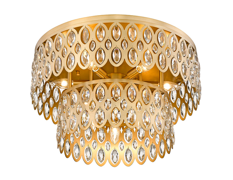 Dealey 9 Light 20" Flush Mount in Heirloom Brass