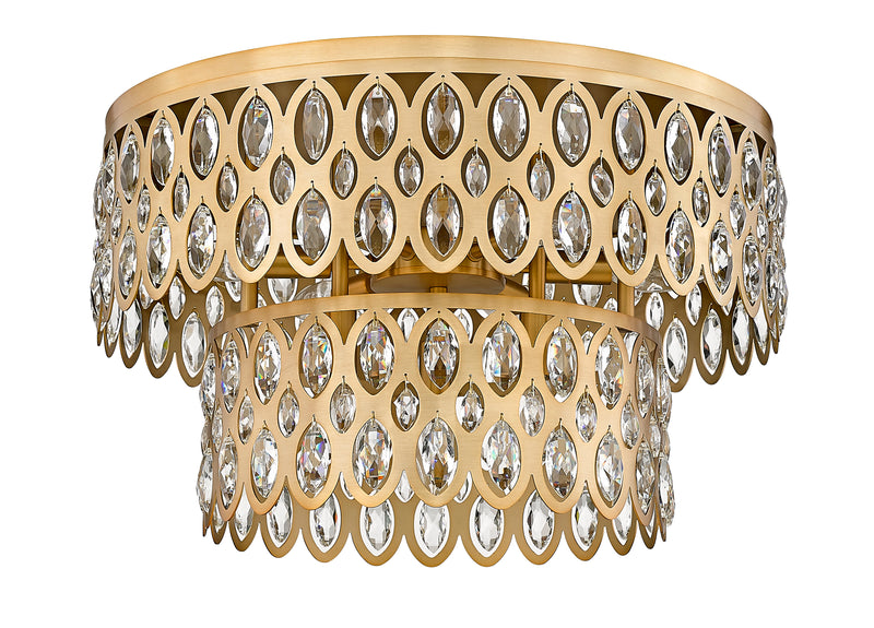 Dealey 9 Light 20" Flush Mount in Heirloom Brass