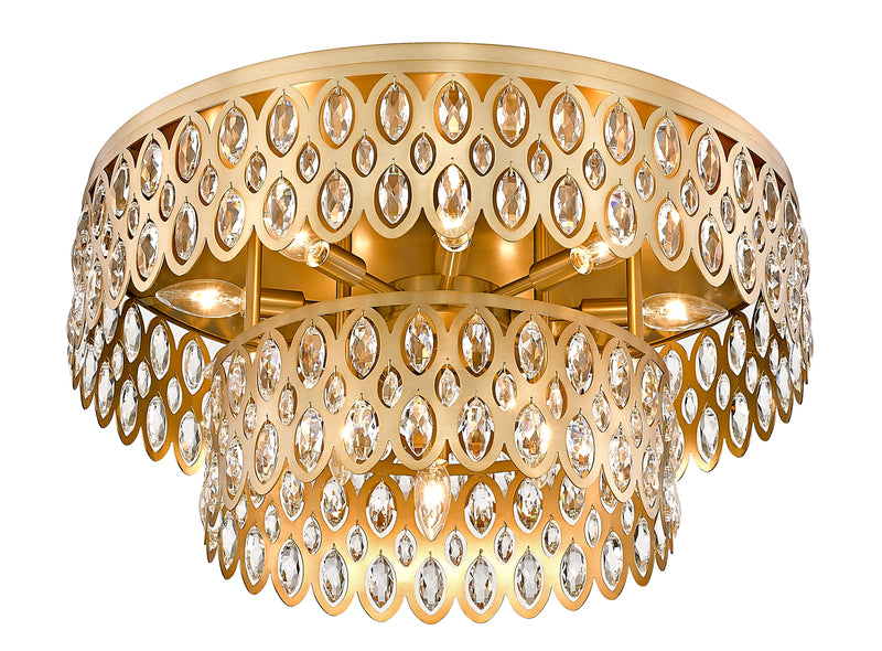 Dealey 12 Light 24" Flush Mount in Heirloom Brass