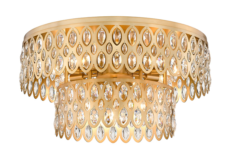 Dealey 12 Light 24" Flush Mount in Heirloom Brass