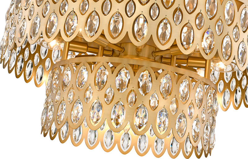 Dealey 12 Light 24" Flush Mount in Heirloom Brass