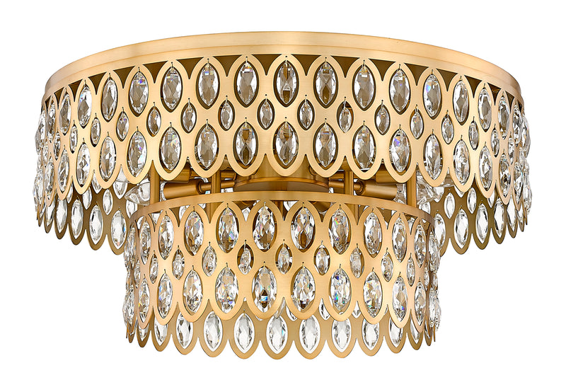 Dealey 12 Light 24" Flush Mount in Heirloom Brass