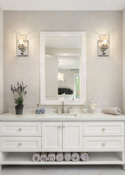 Lyna 1 Light 5" Wall Sconce in Brushed Nickel in a room setting
