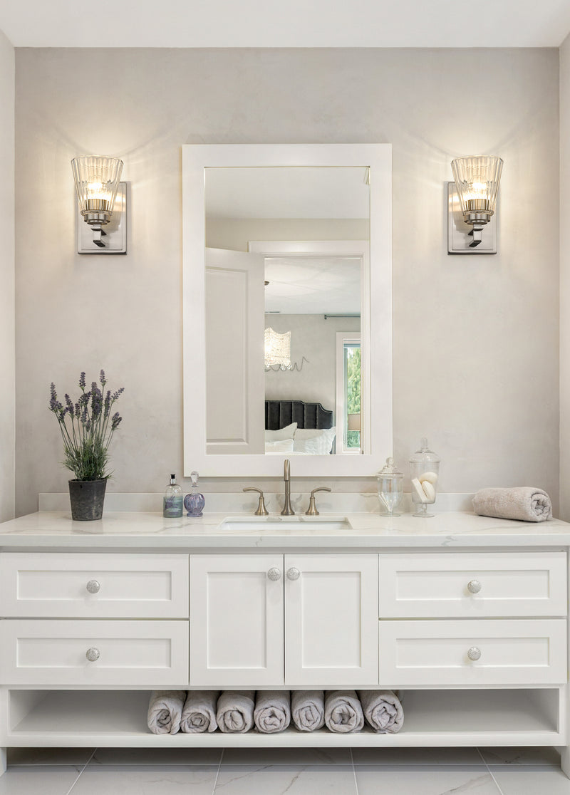 Lyna 1 Light 5" Wall Sconce in Brushed Nickel in a room setting