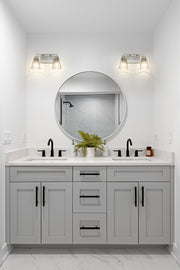 Lyna 2 Light 16" Vanity in Brushed Nickel in a room setting