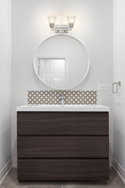 Lyna 2 Light 16" Vanity in Brushed Nickel in a room setting