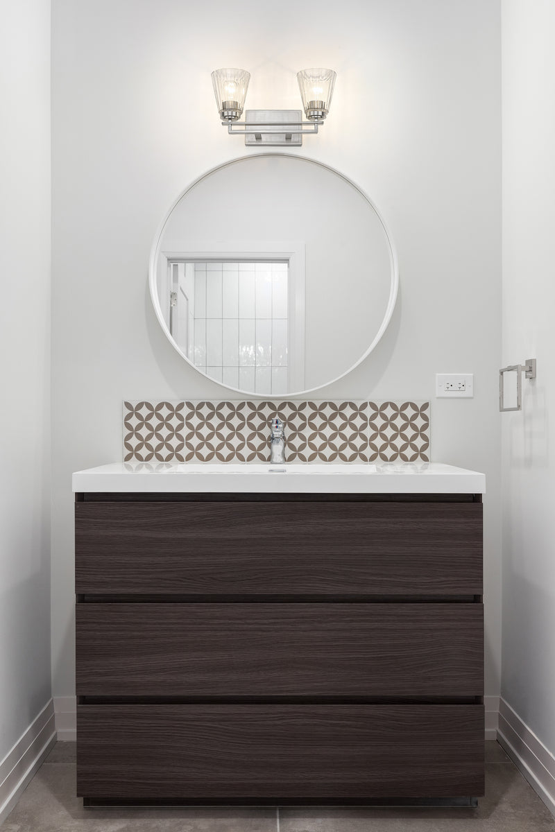 Lyna 2 Light 16" Vanity in Brushed Nickel in a room setting