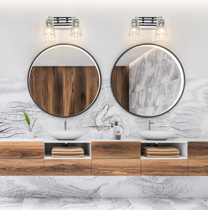 Lyna 2 Light 16" Vanity in Chrome in a room setting