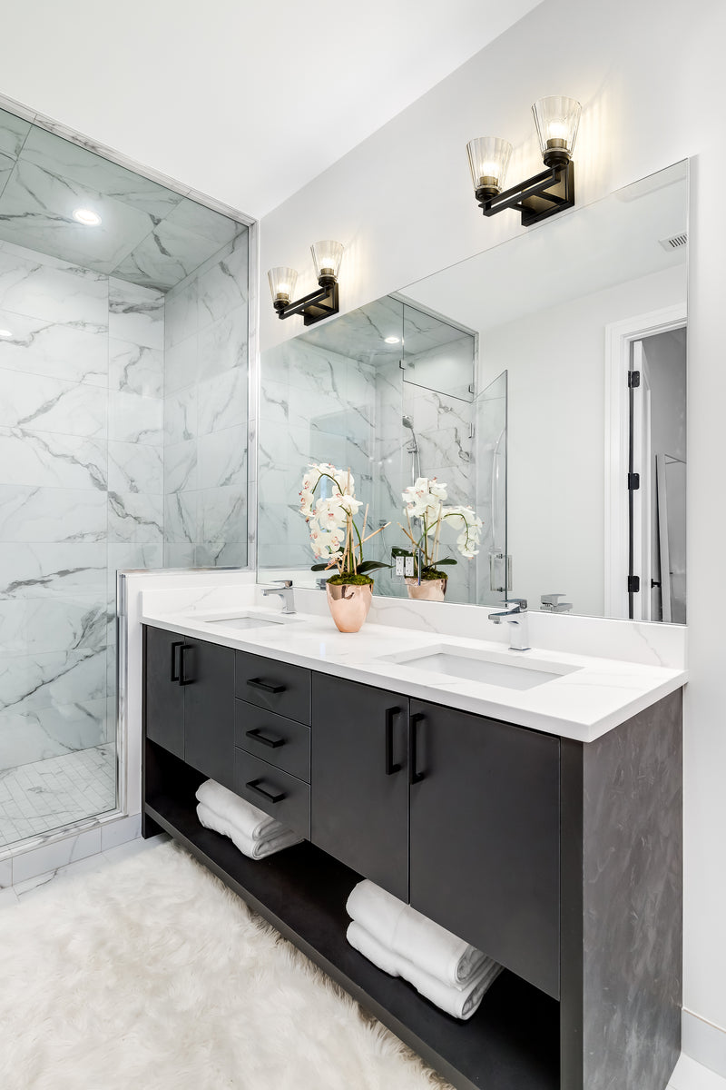 Lyna 2 Light 16" Vanity in Matte Black in a room setting