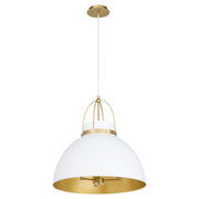 Pruitt 21" 3 Light Pendant in Studio White / Aged Brass