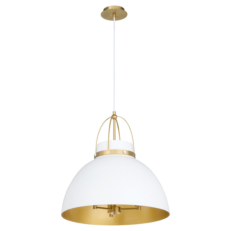 Pruitt 21" 3 Light Pendant in Studio White / Aged Brass