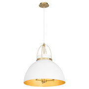 Pruitt 21" 3 Light Pendant in Studio White / Aged Brass